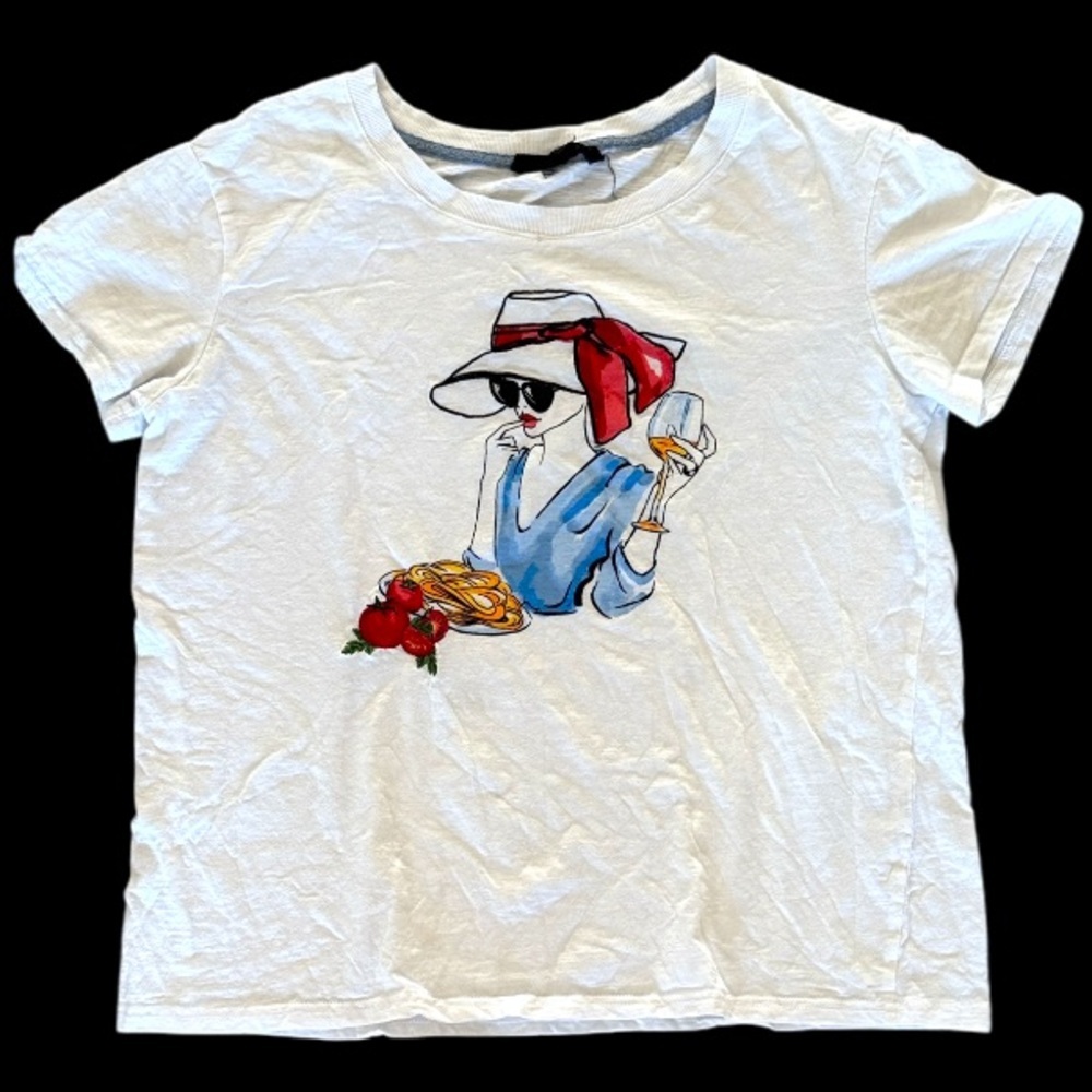 Jane and Delancey T Shirt Womens Medium girl Embroidered Graphic Short Sleeve